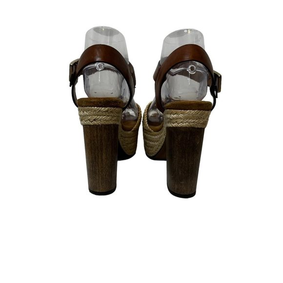 CASTAÑER Leather Colorblock Neutral Pattern Chunky Block Heel Sandals - Picture 15 of 16